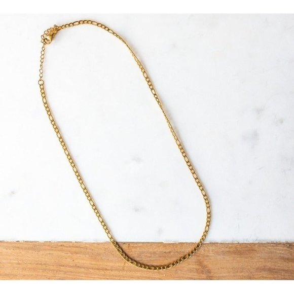Figaro Cuban Gold Chain WATERPROOF Necklace non-tarnish jewelry gift for her - Picture 11 of 12